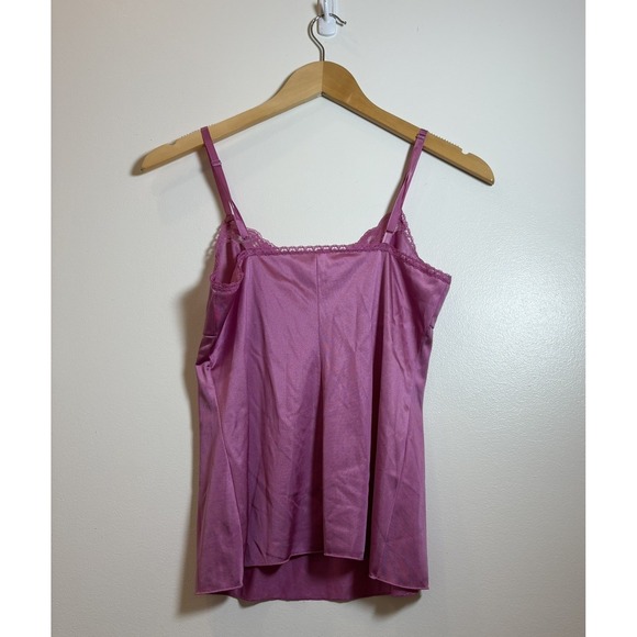 Vanity Fair Vintage Lace Trim Cami Top Women's Size 32 Purple Nylon Y2K Babydoll - Picture 2 of 12